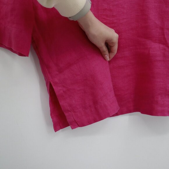 J. Jill Linen Top Women M Pink Lagenlook Boho Barbie Bright Resort Coastal Beach - Picture 7 of 15